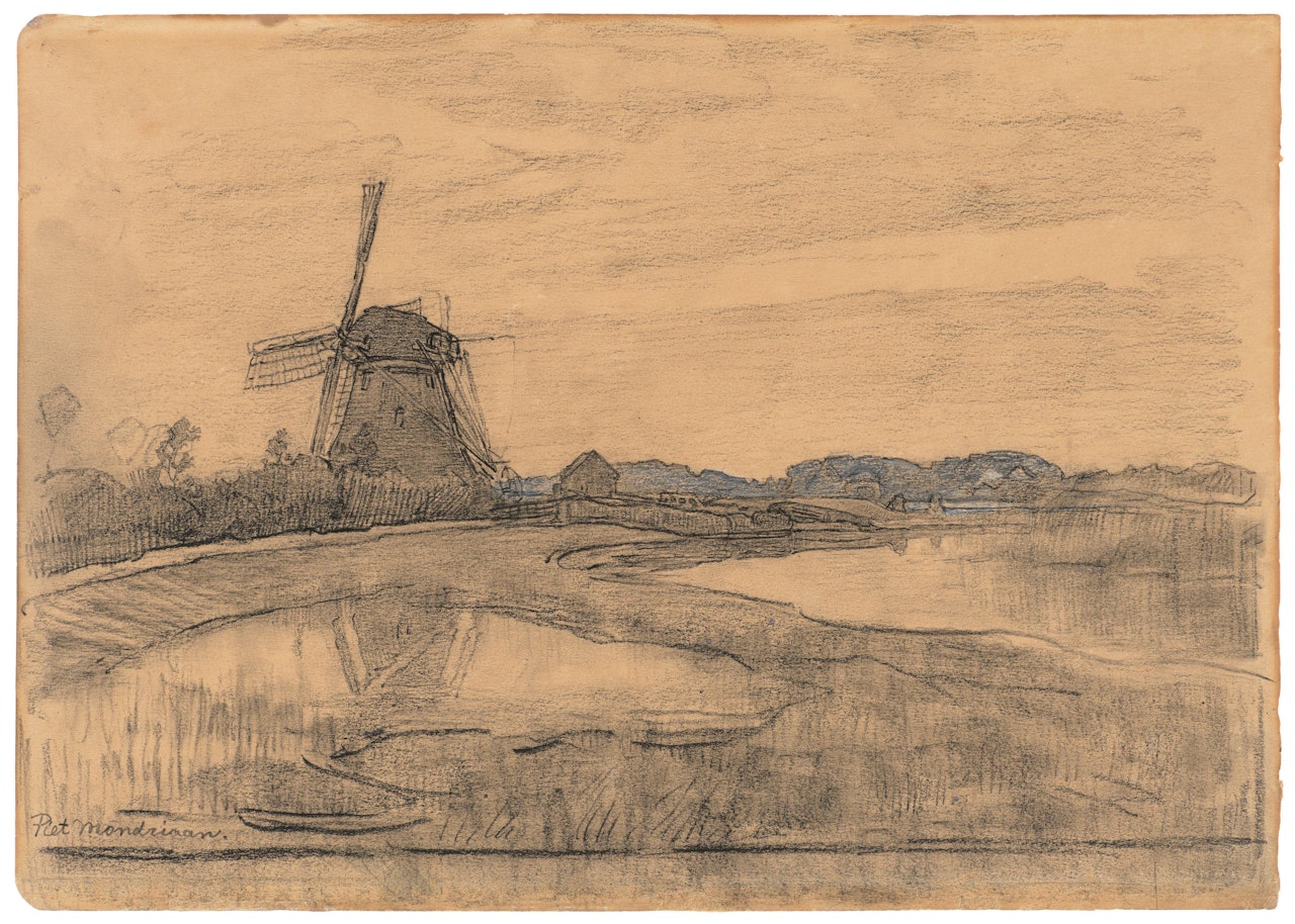 De Oostzijdse molen aan t" Gein bij Abcoude by Piet Mondrian