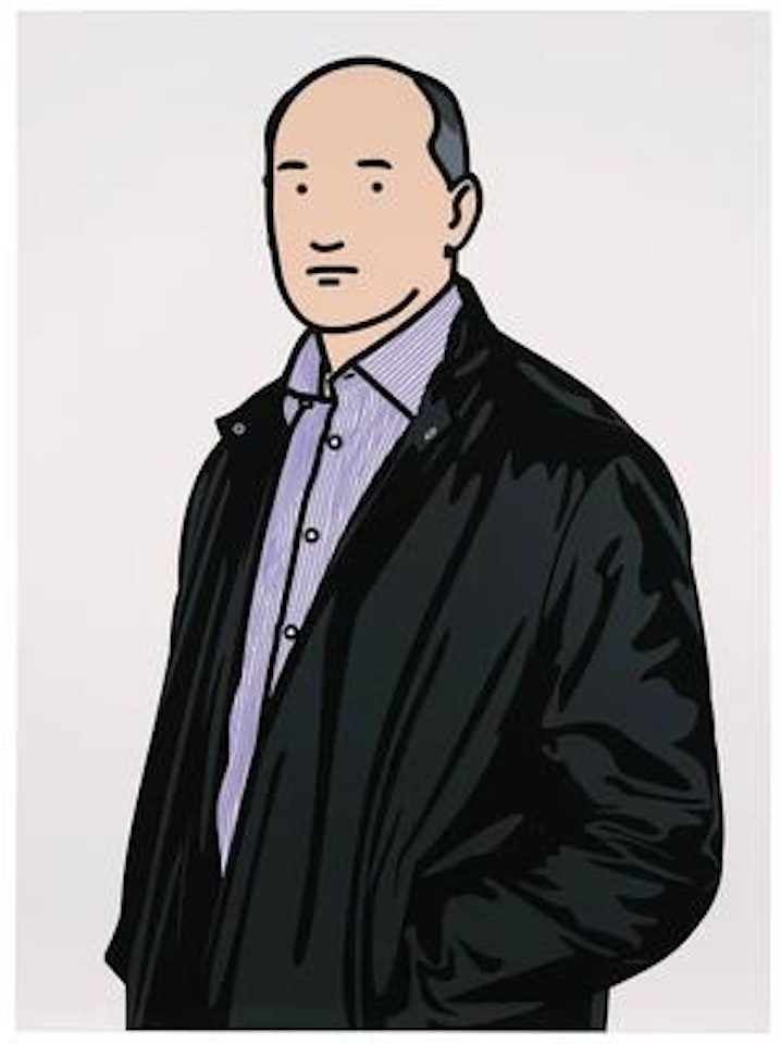 Ashley with leather jacket by Julian Opie