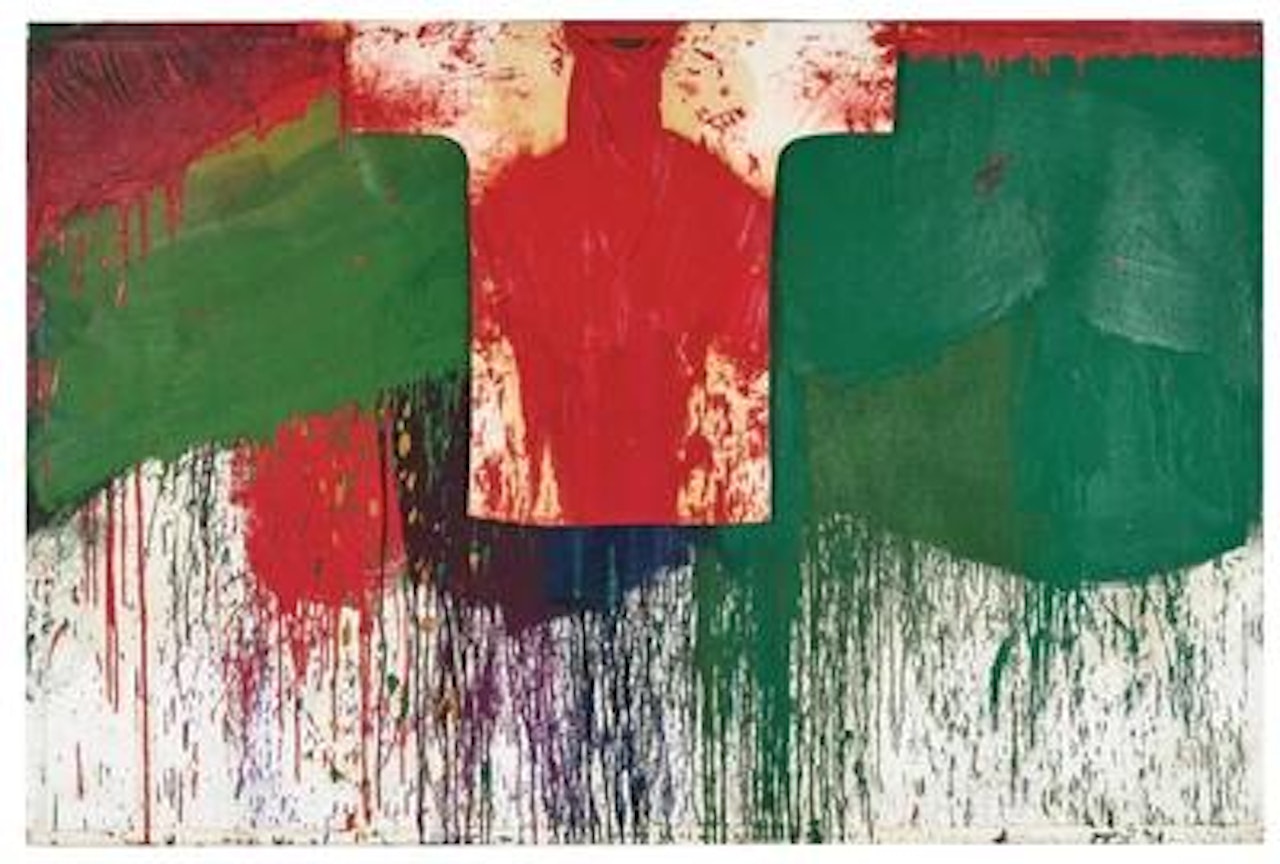 Splatter painting with painting shirt by Hermann Nitsch