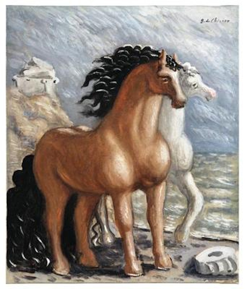Cavalli antichi in riva al mare by Giorgio de Chirico