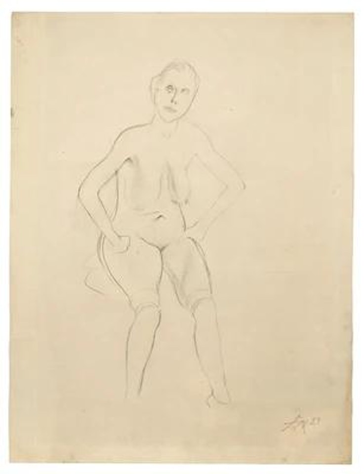 Woman with braced arms by Otto Dix