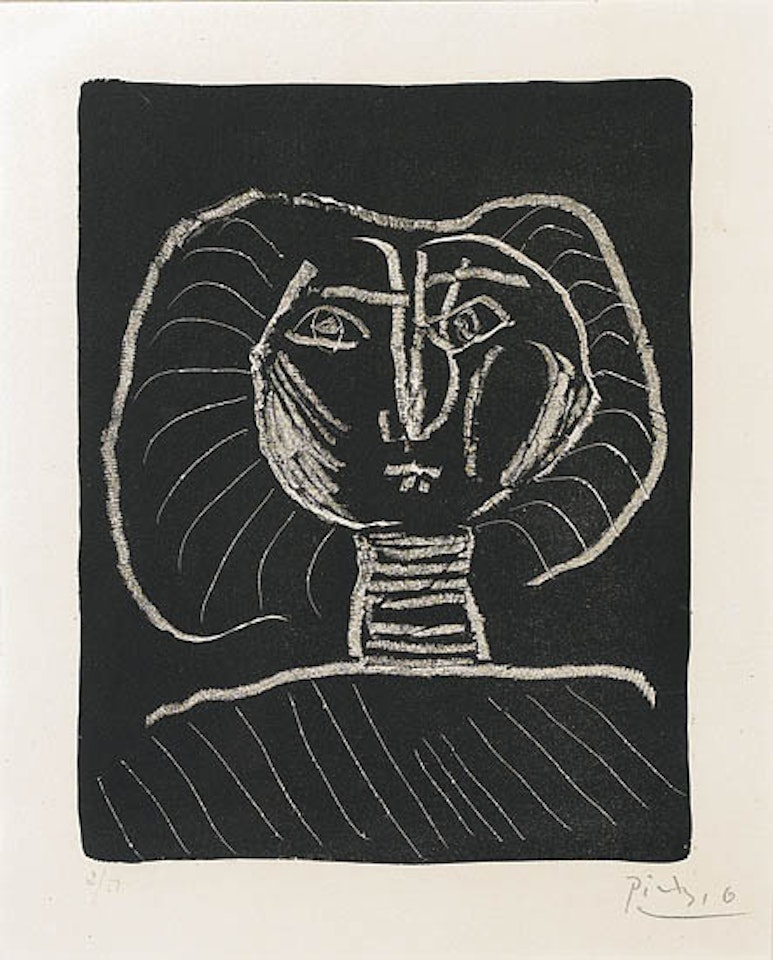 Tête de femme fond noir by Pablo Picasso