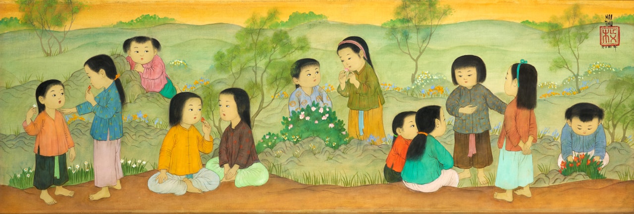Les fillettes en plein air by Mai Trung Thu