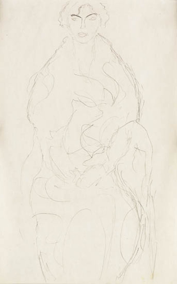 Sitzende Dame in ganzer Figur von vorn by Gustav Klimt