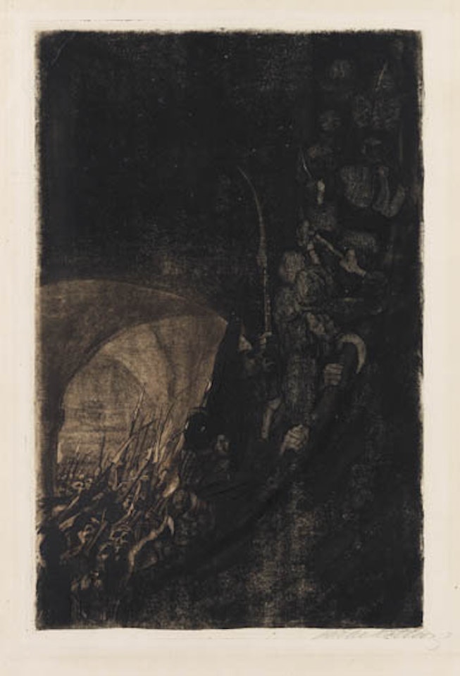 Bewaffnung in einem Gewölbe by Kathe Kollwitz
