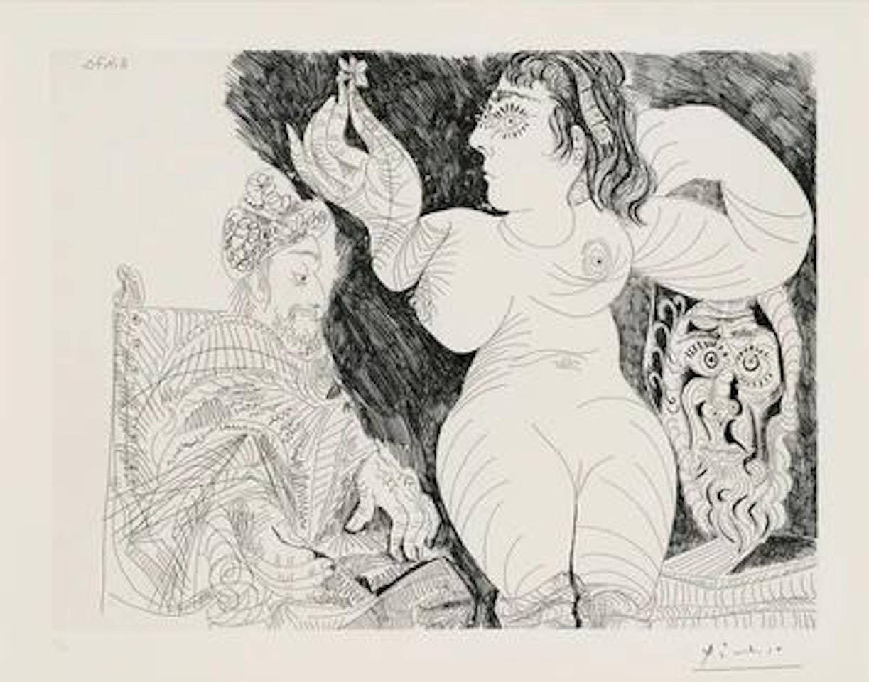 “David songeant à Bethsabée, et à son mari” by Pablo Picasso
