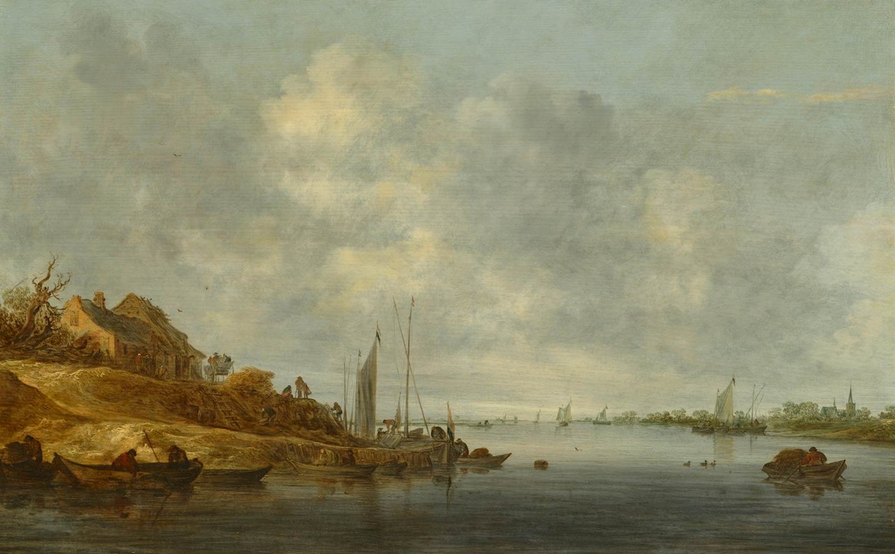 River landscape with boats by Jan van Goyen