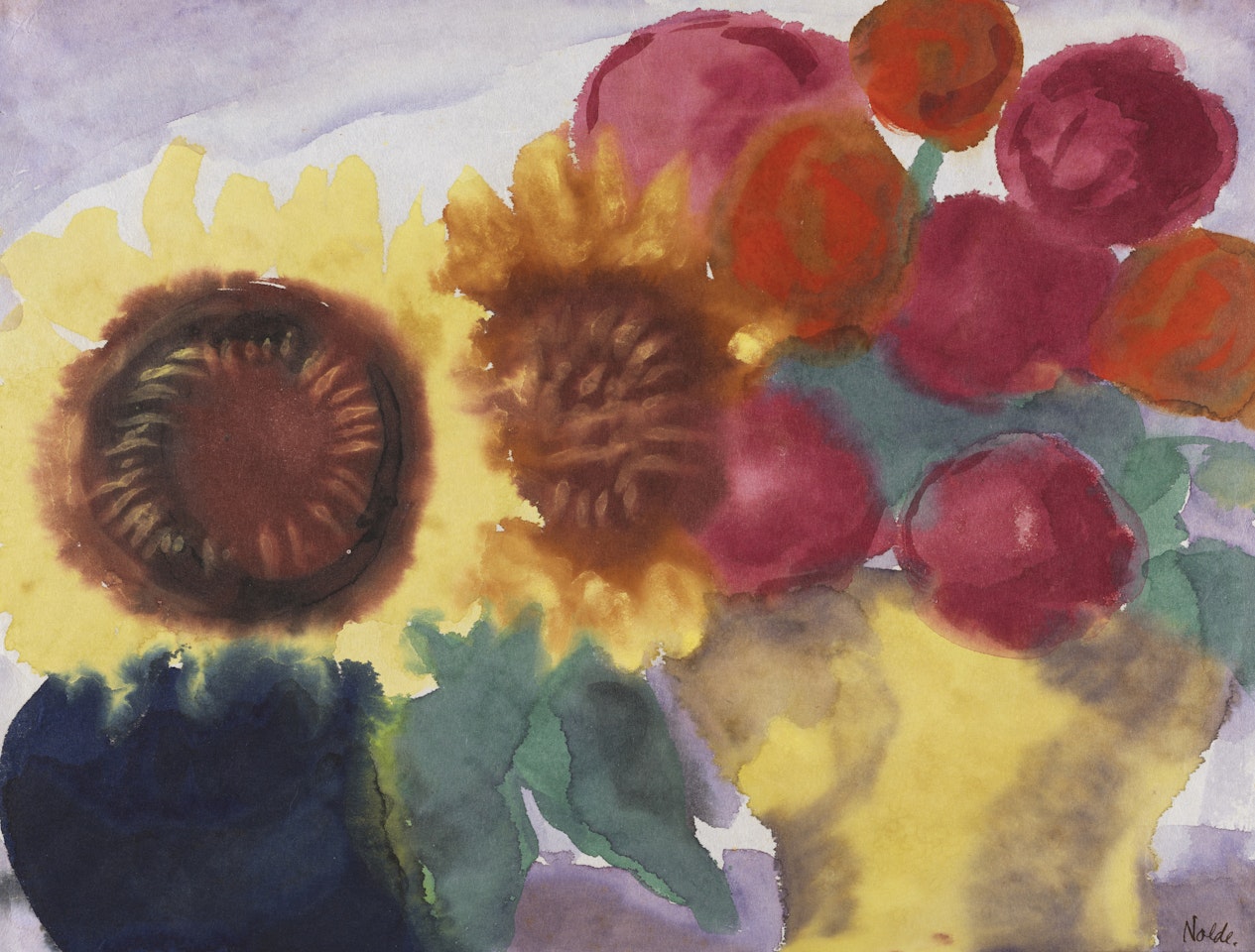 Sonnenblumen mit Pfingstrosen by Emil Nolde
