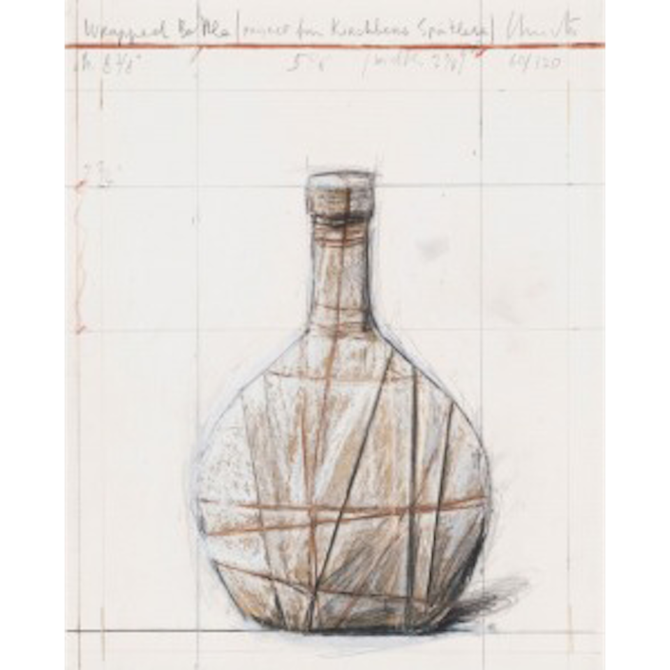 Wrapped Bottle, Project for Kirchberg Spätlese (Schellmann 195) by Christo
