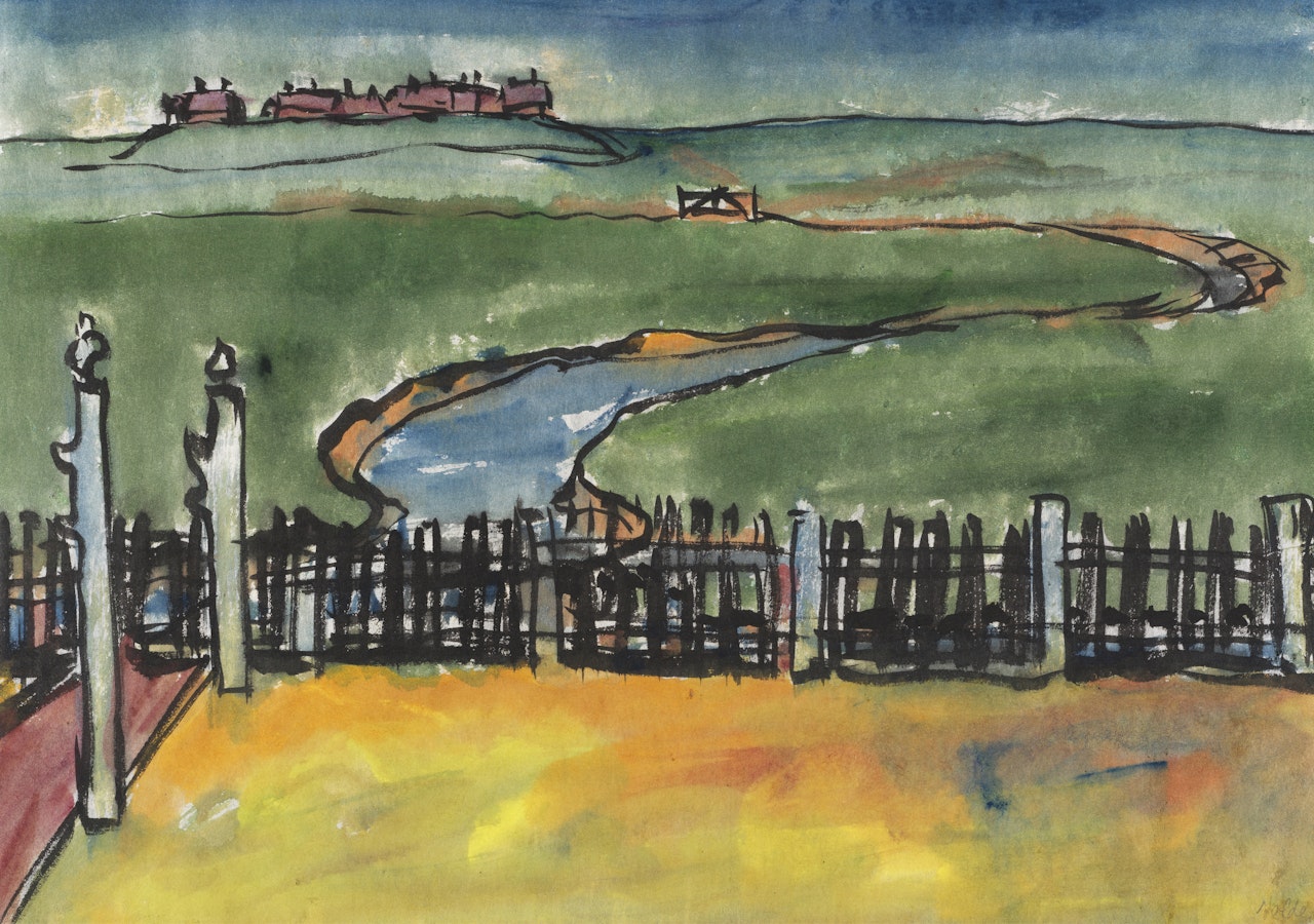Halliglandschaft mit Gatter (Hooge) by Emil Nolde