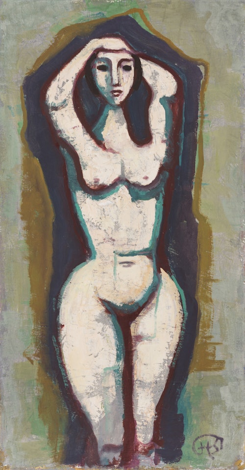 Akt mit erhobenen Armen by Karl Hofer