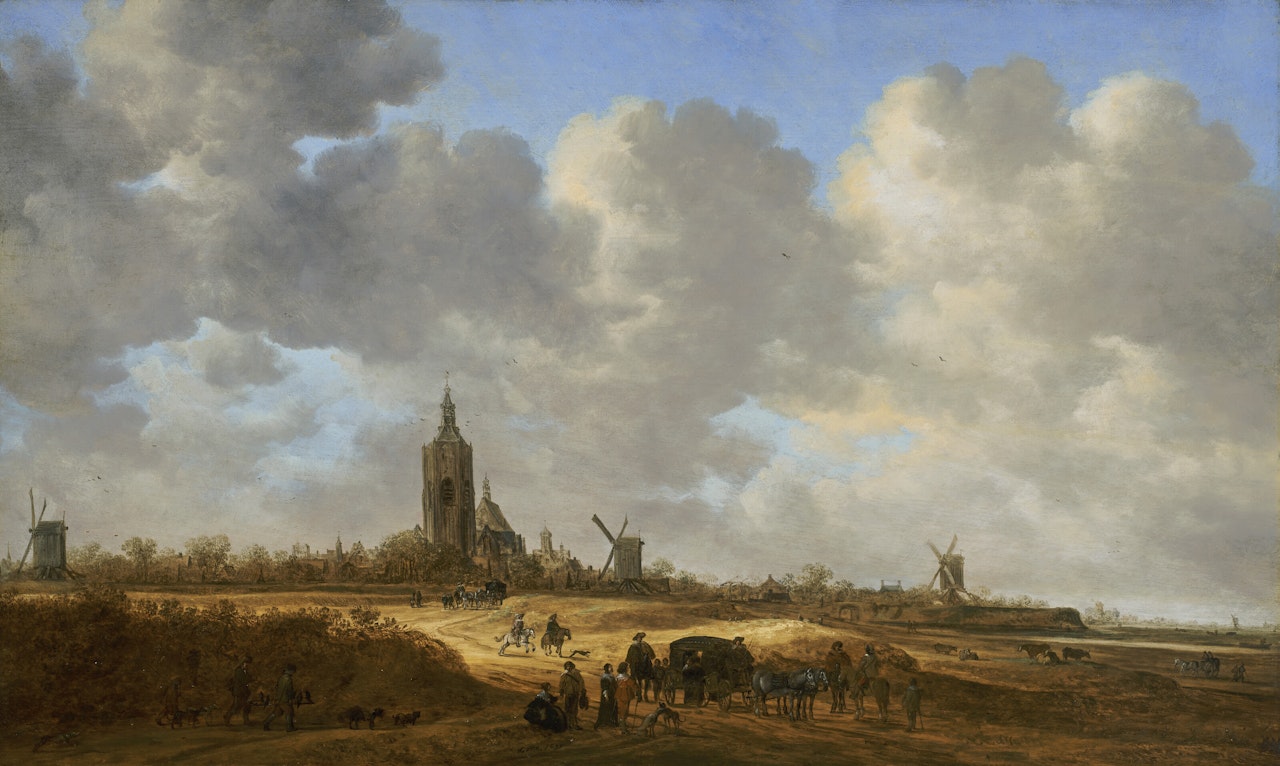 An extensive view of The Hague with the Grote Kerk in the distance by Jan van Goyen