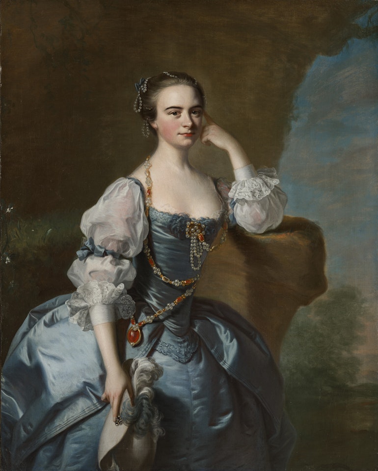 Portrait of Penelope Bayfield of Dedham Grove, Essex, three-quarter-length by Thomas Hudson