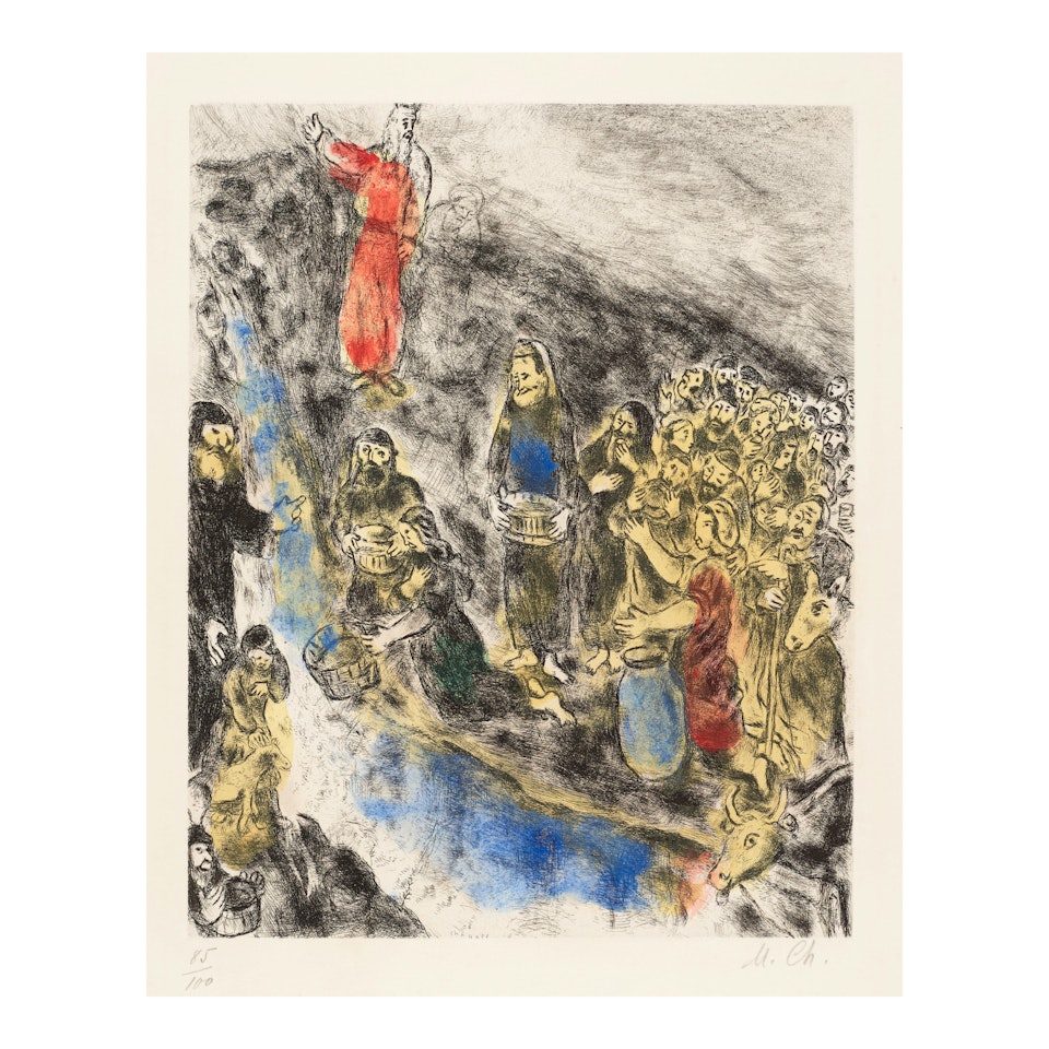Moïse fait jaillir l"eau du rocher, from La Bible (Vollard 233, Cramer bk. 30) by Marc Chagall