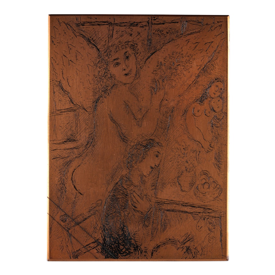 Copper plate for L"Apparition (See Cramer 65; See Kornfeld 122) by Marc Chagall