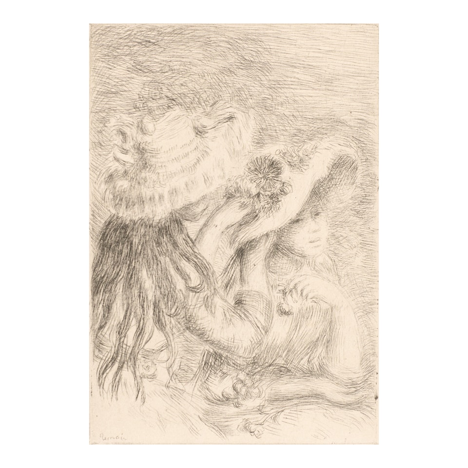 Le chapeau épinglé (La fille de Berthe Morisot et sa cousine), 3e planche (Delteil/Stella 8) by Pierre-Auguste Renoir