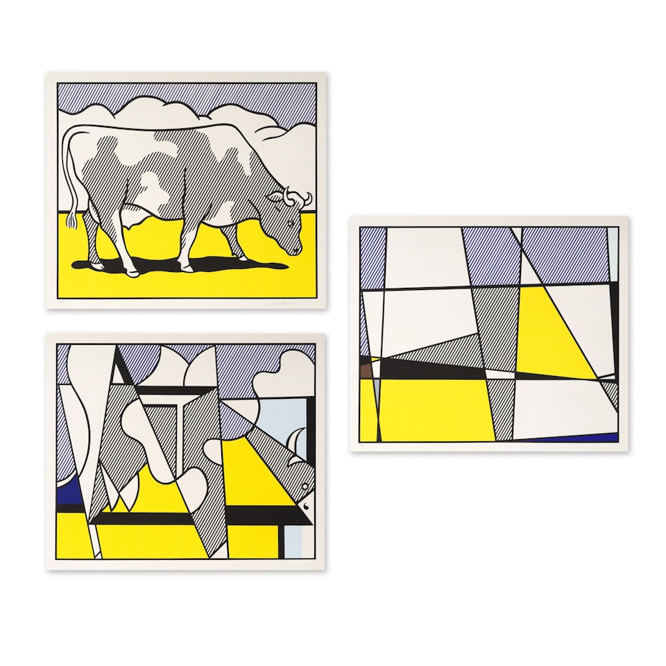 Cow Going Abstract (Triptyque) by Roy Lichtenstein