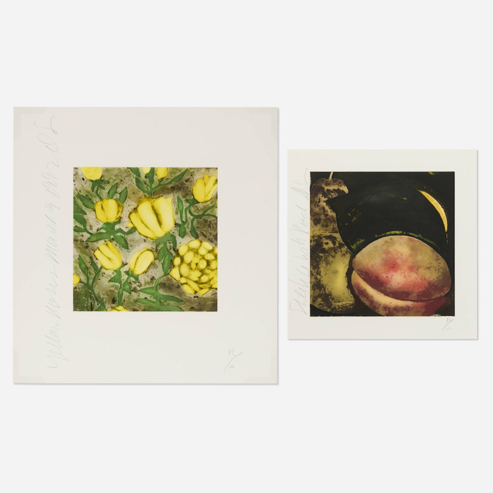 Peach; Yellow Rose (two works) by Donald Sultan
