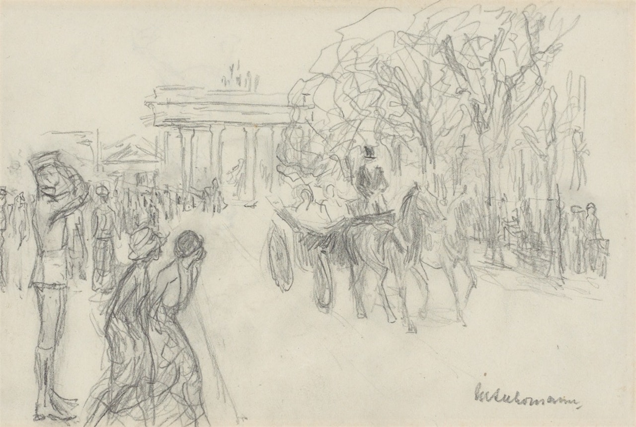 ”Berlin ,Unter den Linden" mit Brandenburger Tor” by Max Liebermann