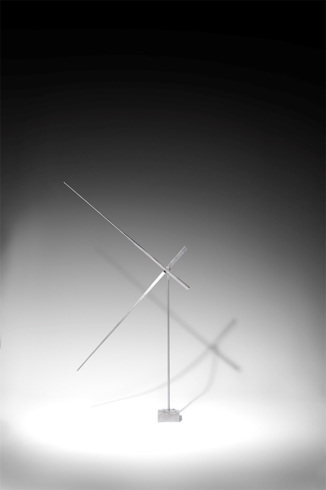 ”One Up One Down Oblique II” by George Rickey