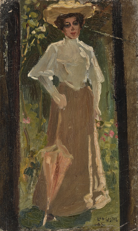 Dame met parasol by Leo Gestel