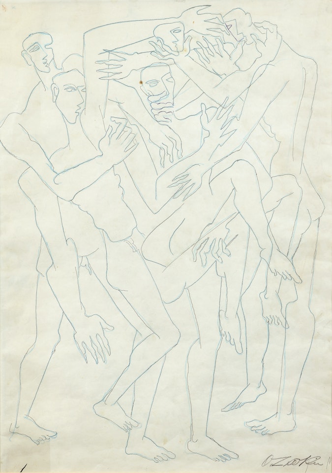 Ensemble de deux oeuvres sur papier; Combat I; Combat I by Ossip Zadkine