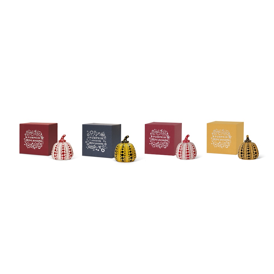 Yellow Pumpkin & Red Pumpkin (a set of four); Yellow Pumpkin & Red Pumpkin (a set of four) by Yayoi Kusama