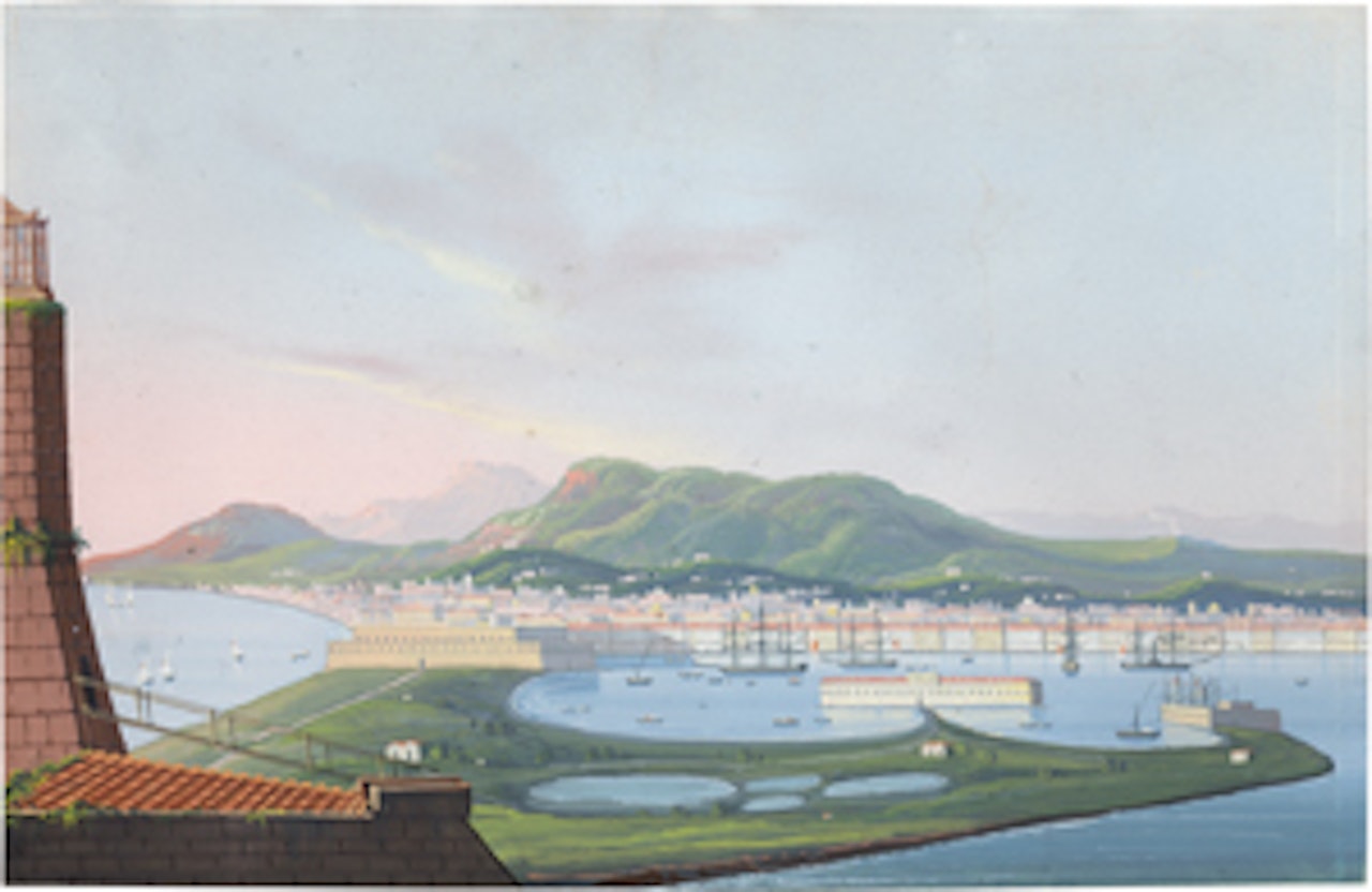 View of the port of Messina, Sicily by Italian School