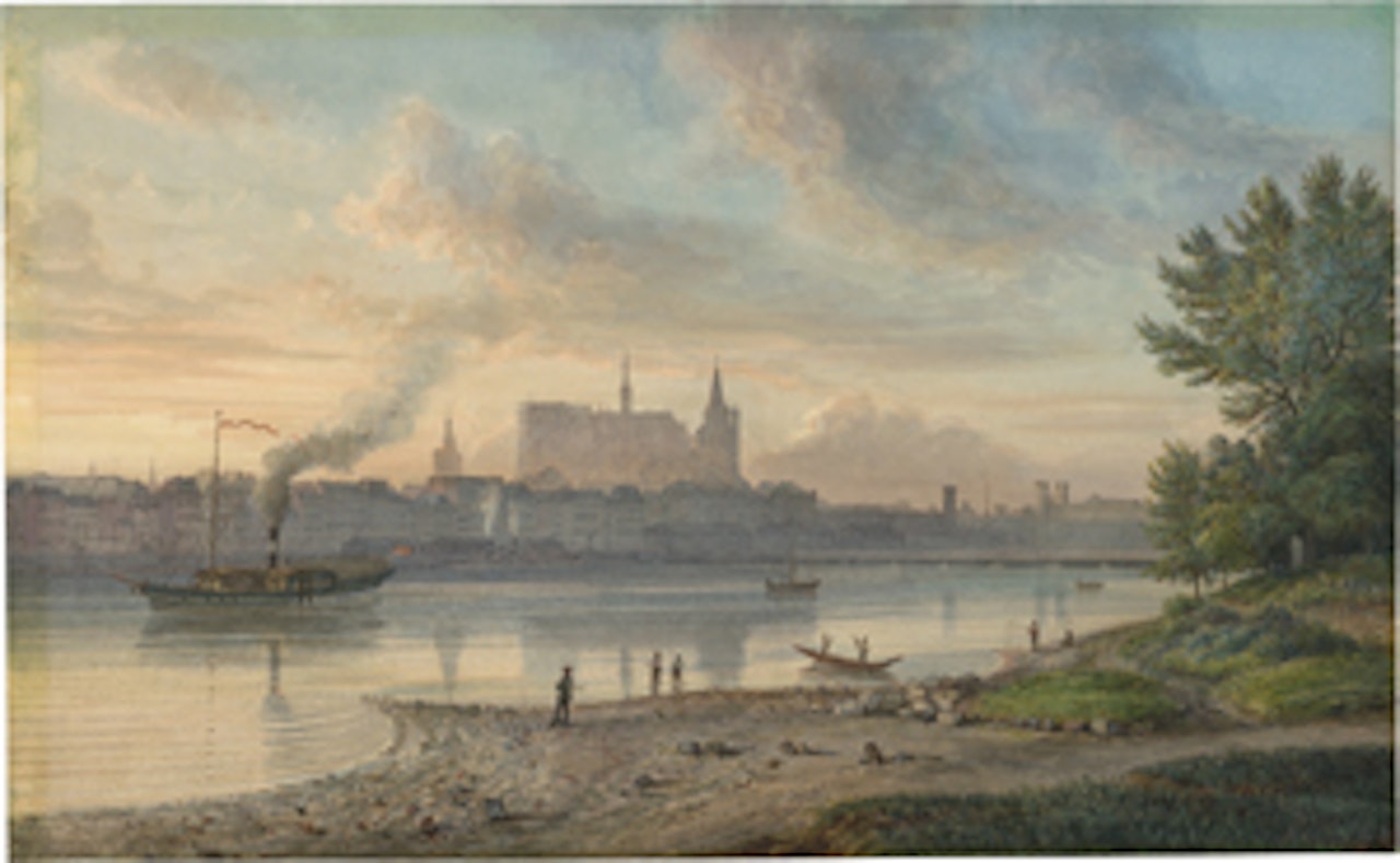 View of Cologne from Deutz in the evening light by English School