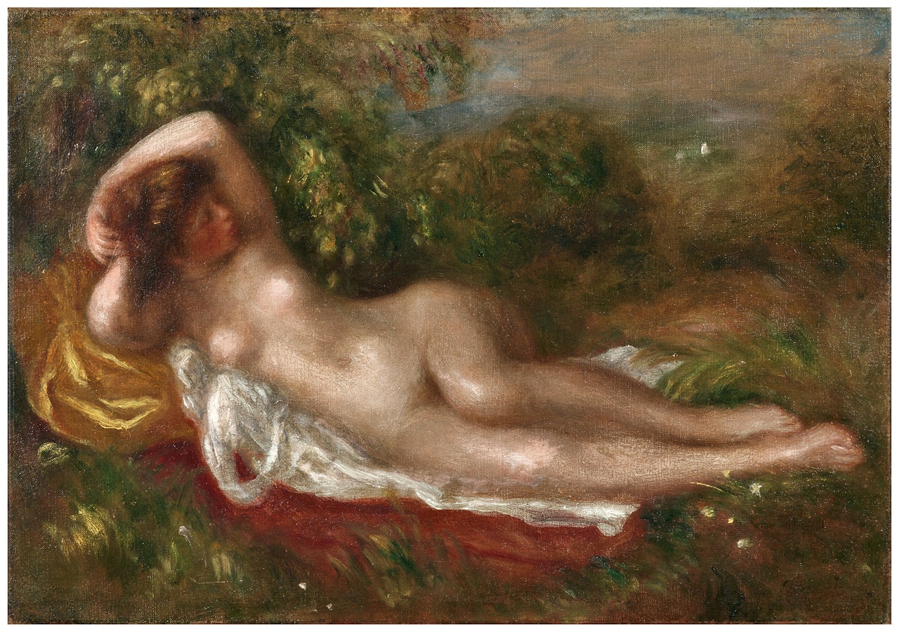 Jeune femme nue couchée dans l"herbe by Pierre-Auguste Renoir