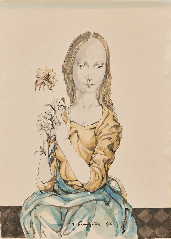 Jeune fille à la fleur by Leonard Tsuguharu Foujita