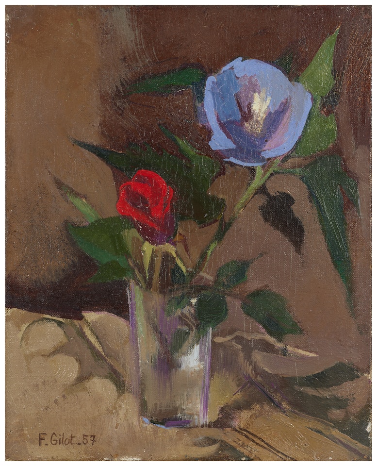 Nature morte à la rose et à l"hibiscus by Françoise Gilot