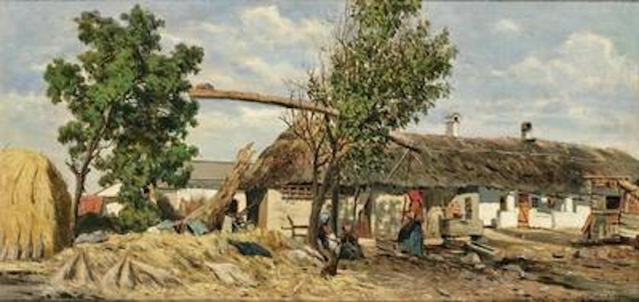 A Farmstead in the Puszta with a Draw Well by Theodor von Hörmann