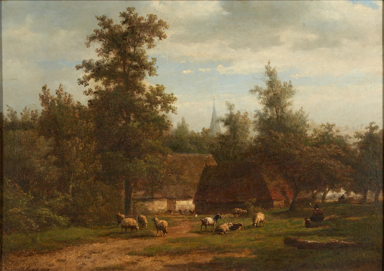 Sheep and Chickens on a Rural Farm by Eugène Joseph Verboeckhoven