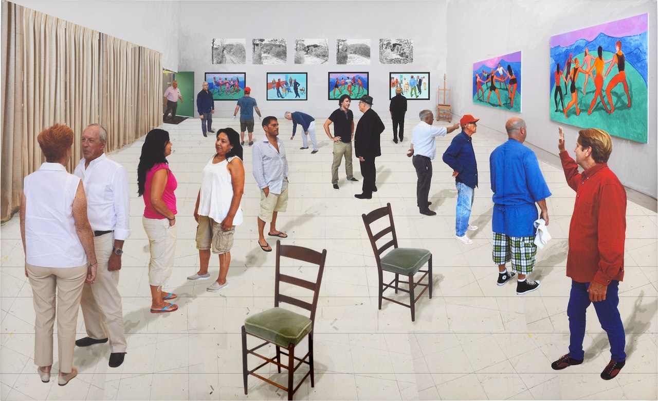 Two Chairs with People by David Hockney