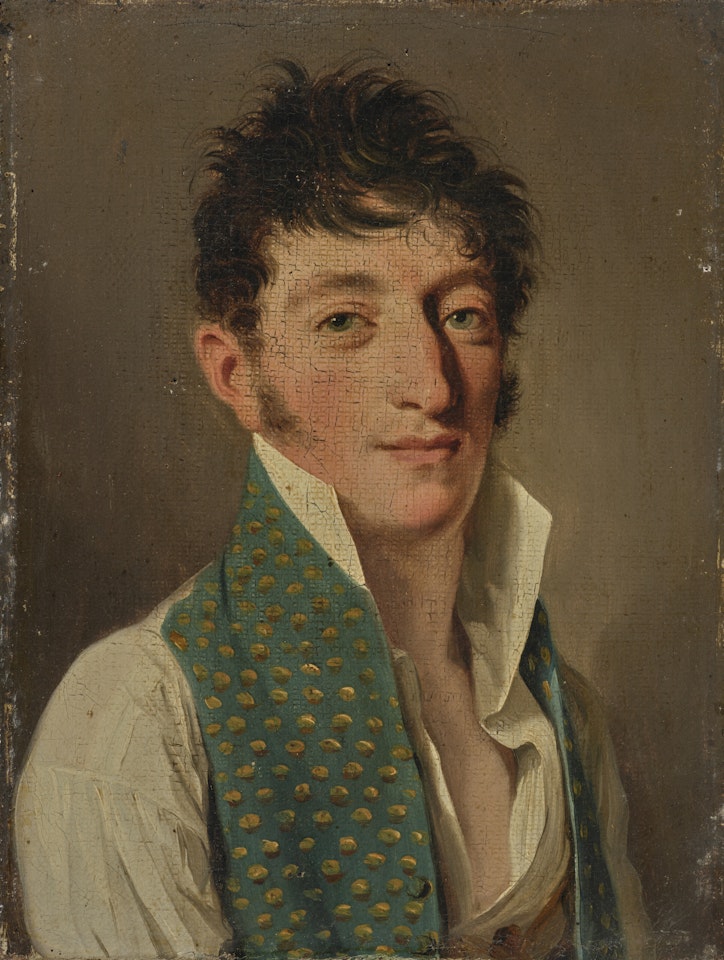 Portrait d’un homme sans veste au gilet vert moucheté by Louis-Leopold Boilly