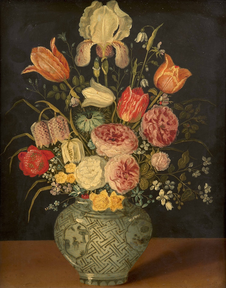 Flowers in a vase by Flemish School