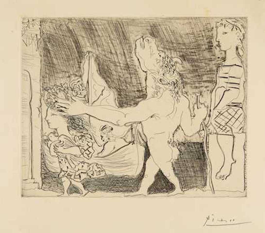 Minotaure aveugle guidé par une fillette, II by Pablo Picasso