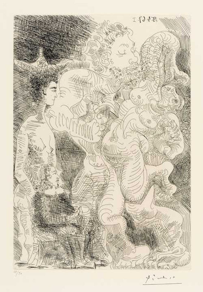Le peintre et son modèle imaginant une étreinte by Pablo Picasso