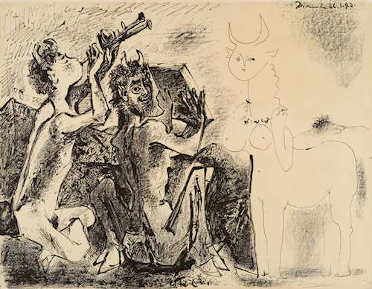 Les Faunes et la Centauresse by Pablo Picasso
