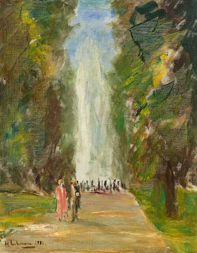 Avenue with fountain by Max Liebermann