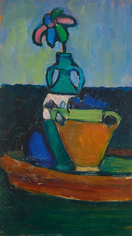 Still life with two vases of flowers by Gabriele Münter
