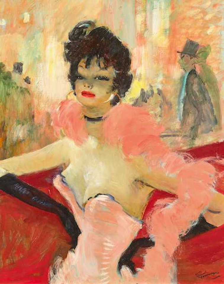 Le boa rose. by Jean Gabriel Domergue