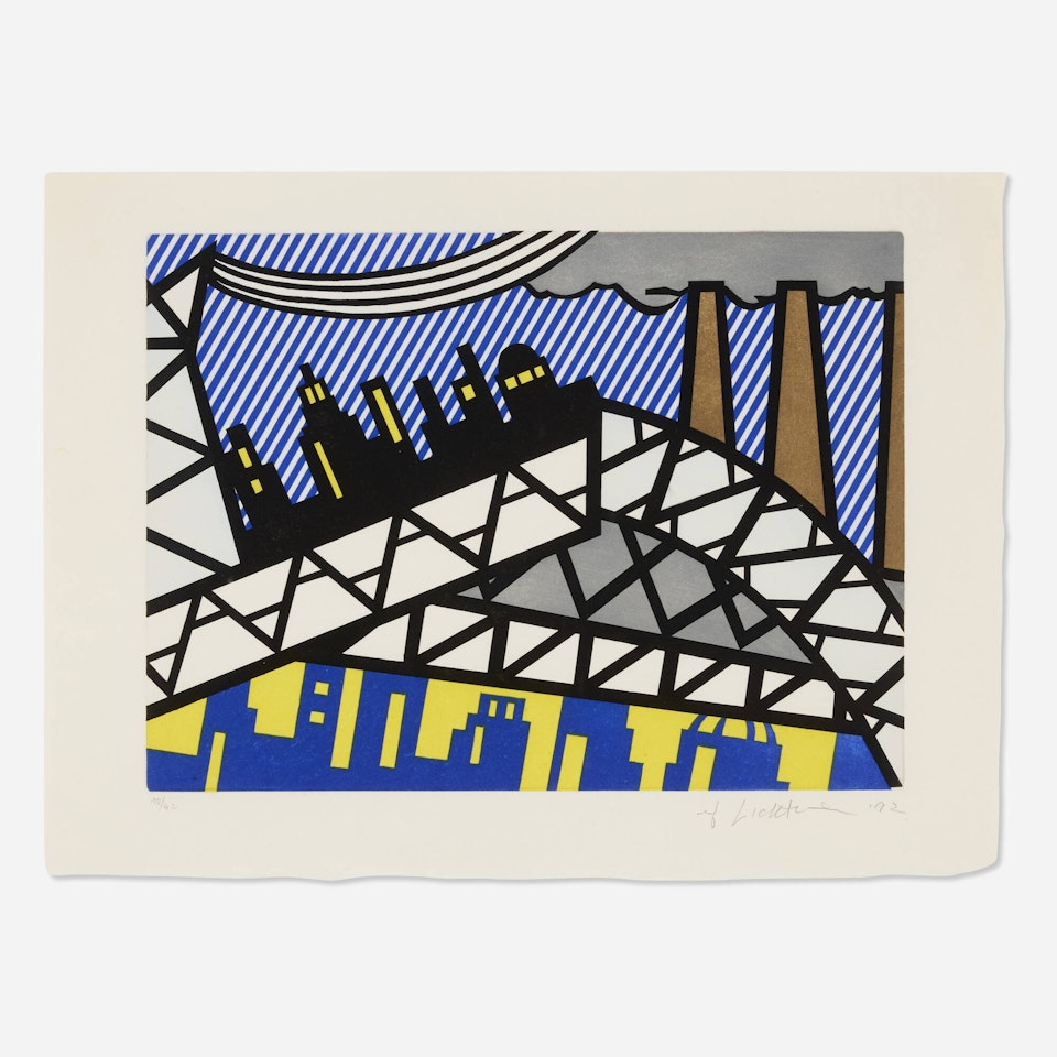 Illustration for Bayonne en entrant dans NYC (from La nouvelle chute de l"Amérique portfolio) by Roy Lichtenstein