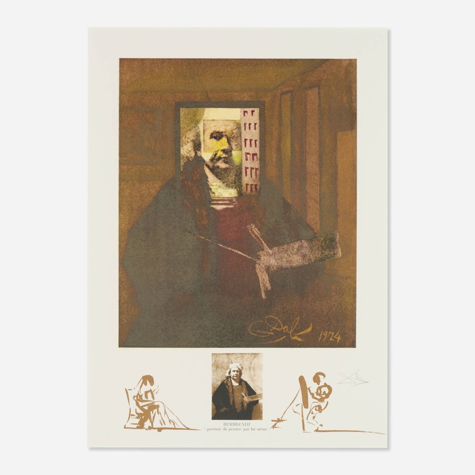 Rembrandt - Portrait du peintre par lui-même (from the Changes in Great Masterpieces portfolio) by Salvador Dali