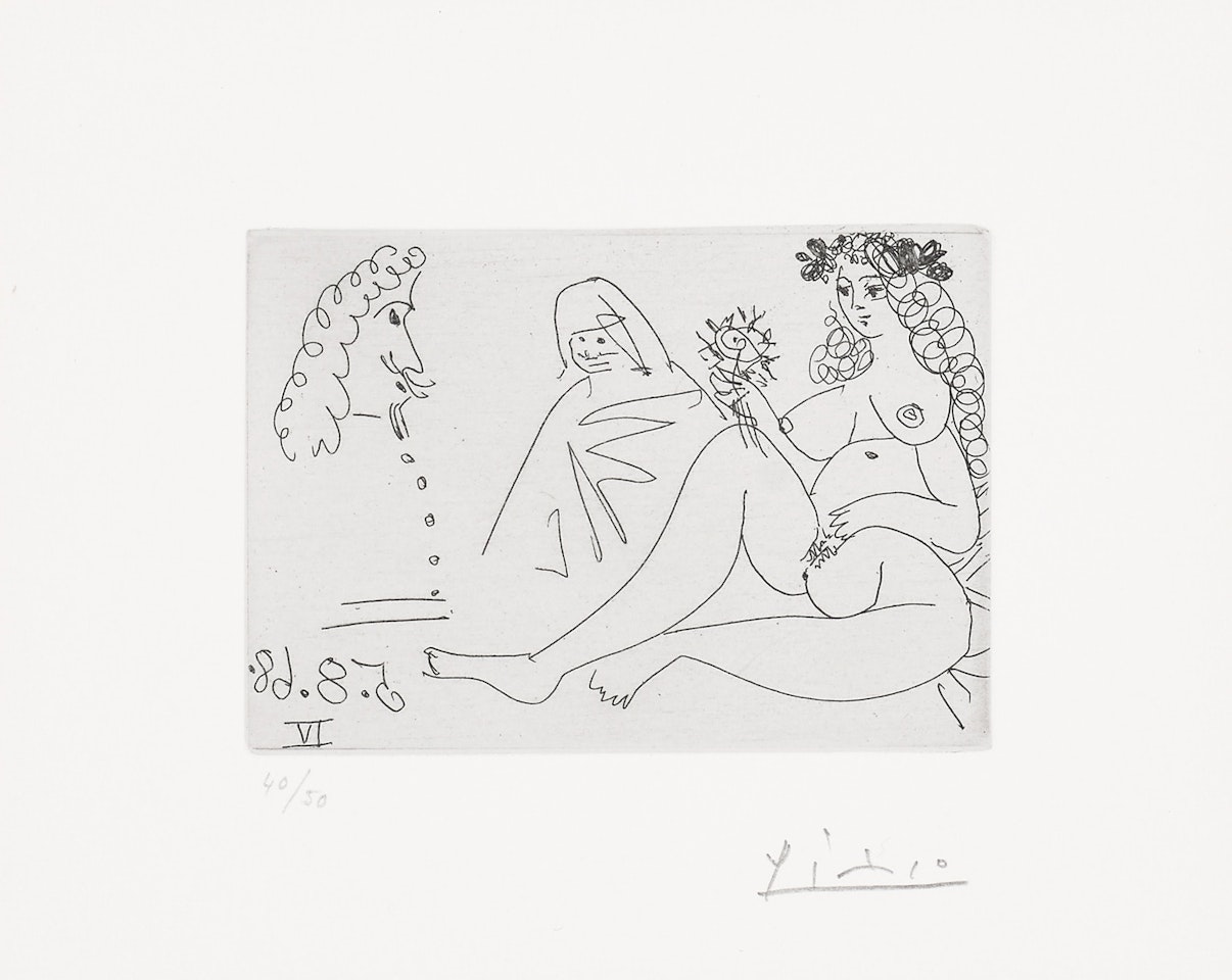 Femme blonde à la fleur (Blonde Woman with Flower), plate 249 from Série 347 (Bl. 1729, Ba. 1746) by Pablo Picasso