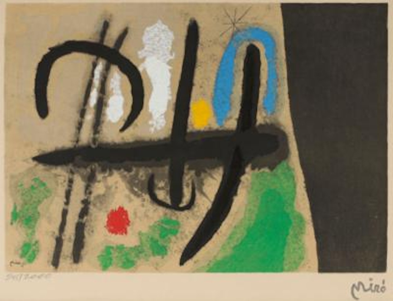 Oiseau dans uns Paysage, aus der Reihe: Miró Cartones 1959-1965 by Joan Miró