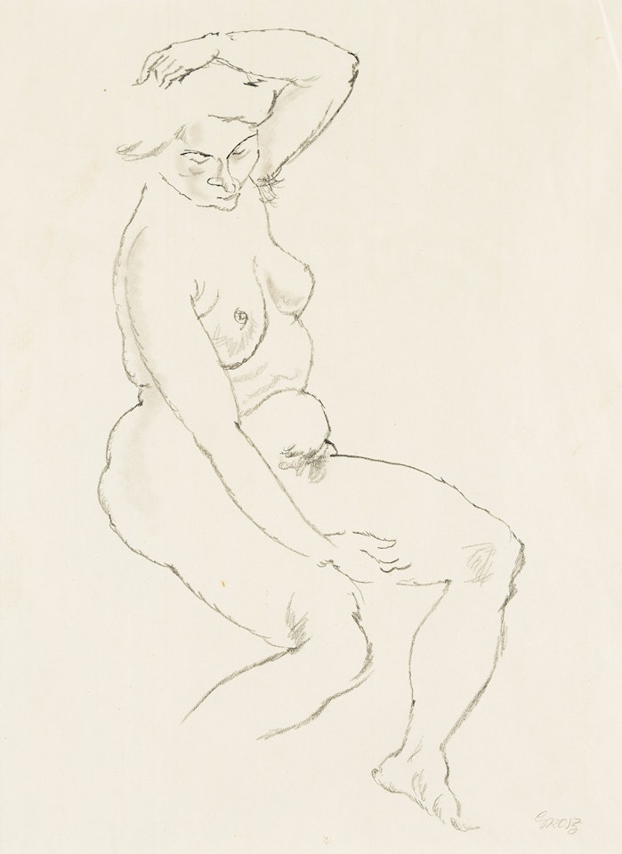 Sitzender weiblicher Akt . by George Grosz