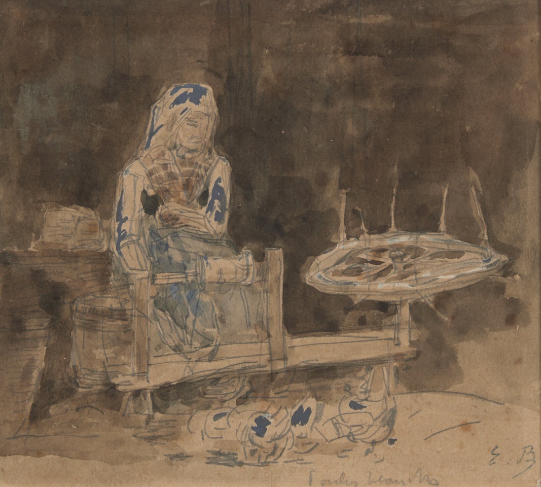 La Fileuse; with Étude de Fileuse (A Double-Sided Work) by Eugène Boudin