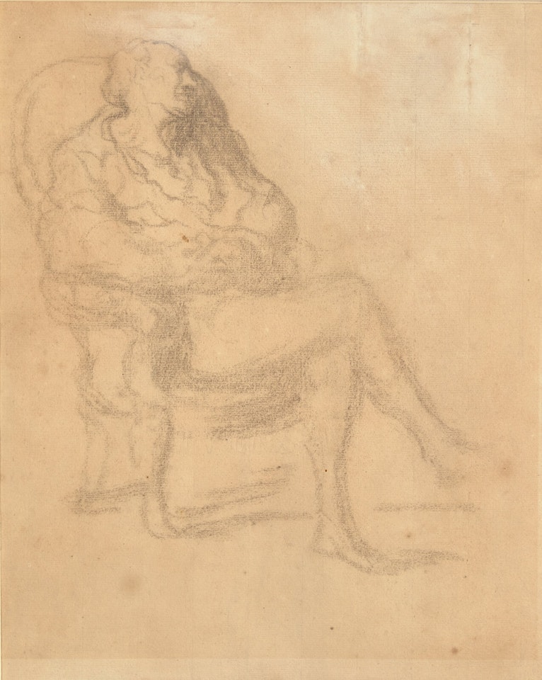 Homme Assis dans un Fauteuil; with Don Quixote Nu, Debout (A Double-Sided Work) by Honoré Daumier